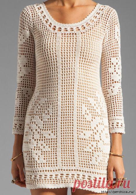 Вязаные модели с розами в технике филейного вязания