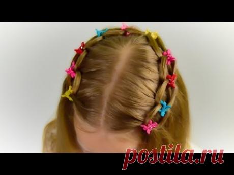 (7) 3 минуты!!! Водопад из петелек. Простая и быстрая прическа в садик (школу) #44 - YouTube
