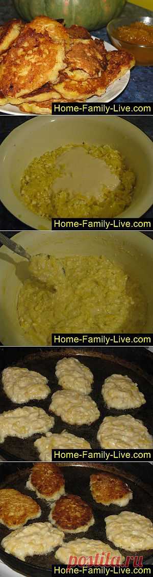 Кулинарные рецепты Оладьи из тыквы - пошаговый фоторецепт - тыквенные оладьи на завтрак