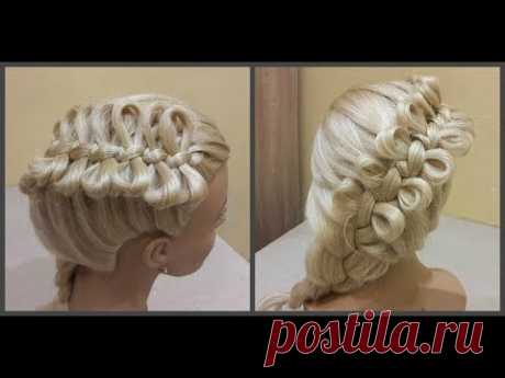 Причёска бантики из волос🎀Hairdress bows of hair🎀коса из бантиков.braid from the bows.