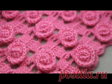 Розочки КРЮЧКОМ цветочный узор  легкое ВЯЗАНИЕ для новичков EASY Crochet for beginners