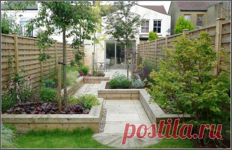 Дизайн узкого участка, зонирование и декорирование - фото примеров Дизайн узкого участка.Зонирование вытянутого участка и корректирование пространства. Стили оформления узкого участка. Дом и декоративные элементы.