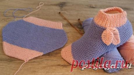 Легкие следки спицами с листиками