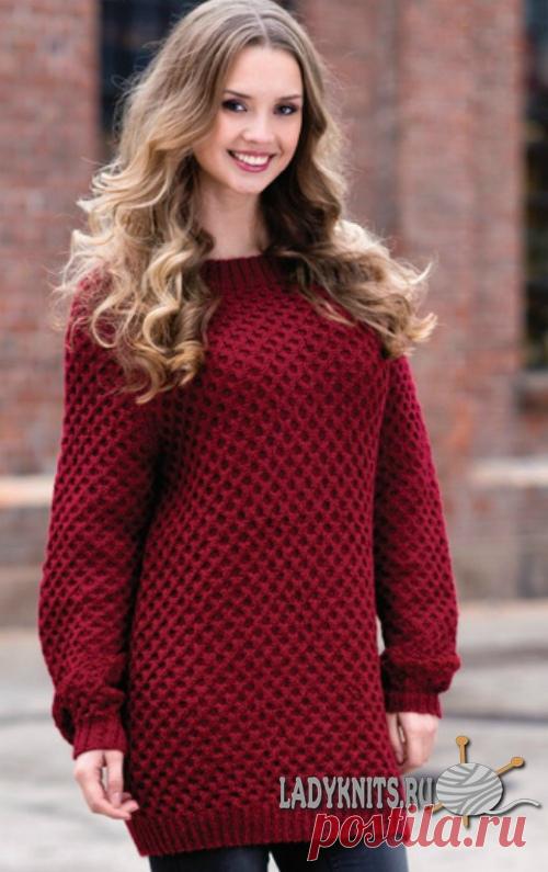 Модный джемпер реглан с простым узором 