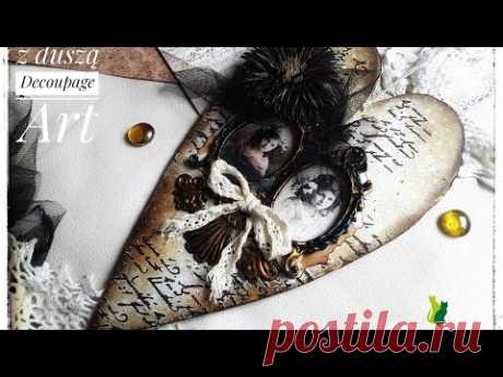 Serce Vintage Scrap & media #tutorial (www.zielonekoty.pl)