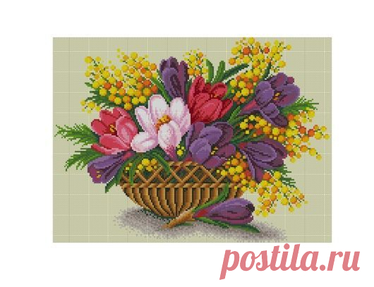 Схема для вышивки крестиком Крокусы и мимозы купить в интернет-магазине Ярмарка Мастеров по цене 350 ₽ – VZSRSRU | Схемы для вышивки, Рошаль - доставка по России