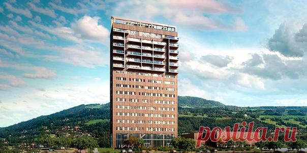 Самый высокий небоскрёб из дерева построили в Норвегии Организация с аббревиатурой CTBUH объявила, что небоскрёб под названием Mjøstårnet высотой в 18 этажей официально признан самым высоким деревянным зданием мира. Высота составляет 85,4 мм. Совокупная площадь всех жилых помещений в этом здании равна 11300 квадратных метров. Естественно, деревянное здание во многом уступает традиционным из бетона и прочих твёрдых материалов. Однако, его можно считать важной …