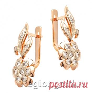 Серьги СССР из красного и белого золота с фианитами купить в интернет магазине, цены