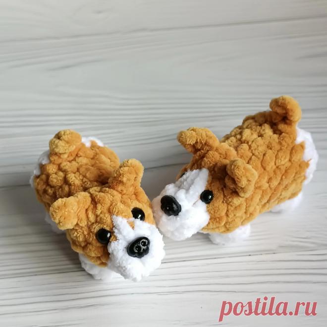 PDF Корги крючком. FREE crochet pattern; Аmigurumi toy patterns. Амигуруми схемы и описания на русском. Вязаные игрушки и поделки своими руками #amimore - собака породы корги, пёс, плюшевая собачка, маленький щенок из плюшевой пряжи, пёсик.