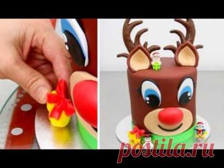 Christmas Cake | Reindeer Cake with Chocolate Buttecream Frosting by Cakes StepbyStep