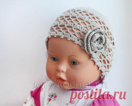 Летняя шапочка для девочки крючком, мастер-класс для начинающих | Вязание крючком
