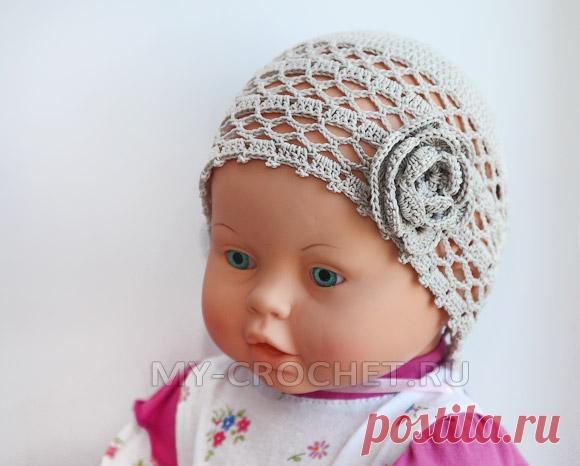 Летняя шапочка для девочки крючком, мастер-класс для начинающих | Вязание крючком
