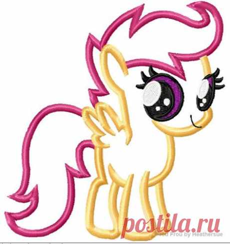 Scooter Little Horse Machine Applique Embroidery Design, mutliple sizes, including 4 inch