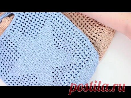 СУМКА-ШОППЕР КАК У PRADA, ТРЕНД 2022/ Вязаная сумка филейной сеткой