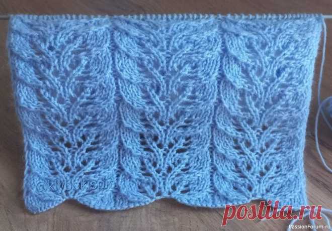 Простой ажурный узор из 3-х рядов. Описание и схема | Вязание спицами для начинающих