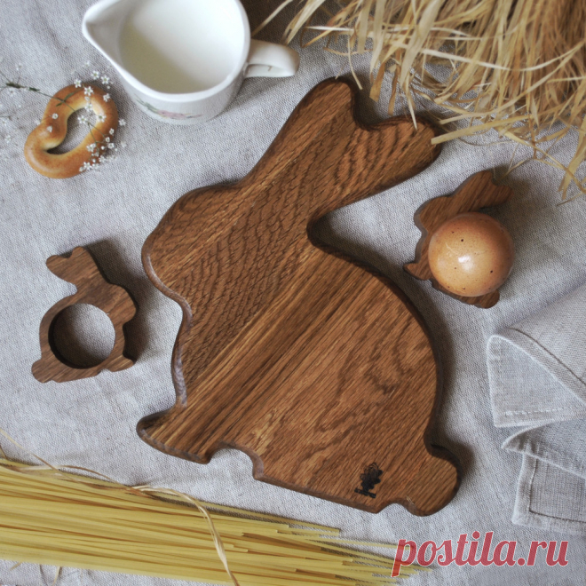 Купить деревянную доску для подачи и нарезки Зайка от бренда На дубе том | Mellroot