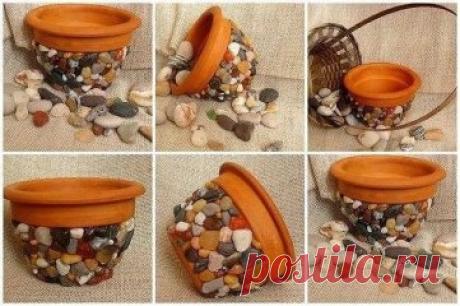 Украшаем цветочные горшки. Несколько идей