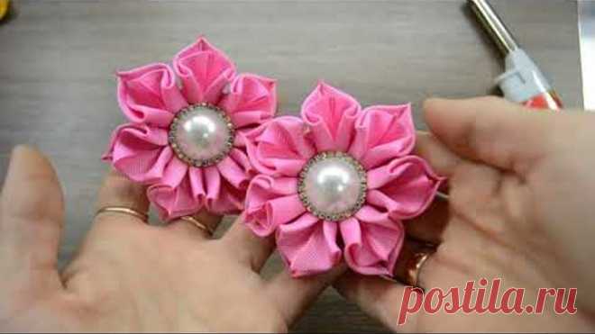Новый лепесток/Супер цветочки из разной ширины лент/Ribbon Flowers/DIY
