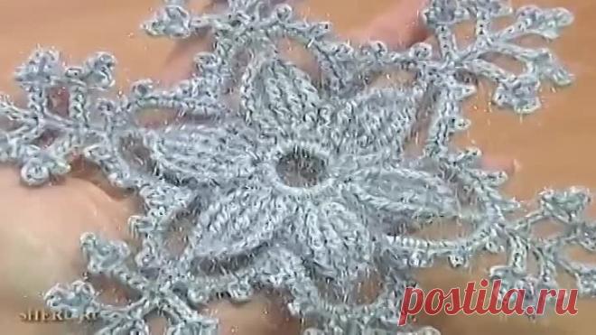 Ажурная сказочная снежинка Урок 8 часть 2 из 2 Вязание элемента крючком