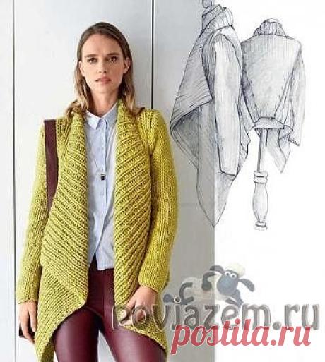 Оригинальный жакет спицами
описание по ссылке: https://povjazem.ru/vyazanie-dlya-zhenshchin/palto-kardigan-zhaket/originalnyj-zhaket-spicami