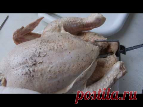 Как я надеваю курицу на вертел, без ниток.  ( Grilled chicken )