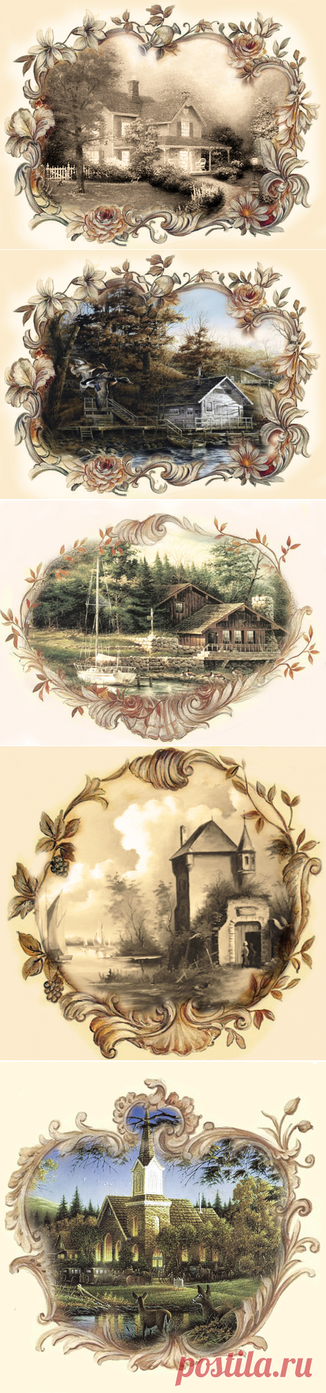 Винтажные пейзажи.Отличные картинки для декупажа.