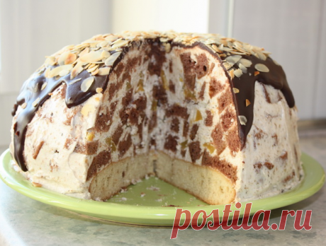 Торт «Панчо» с творожным кремом и персиками