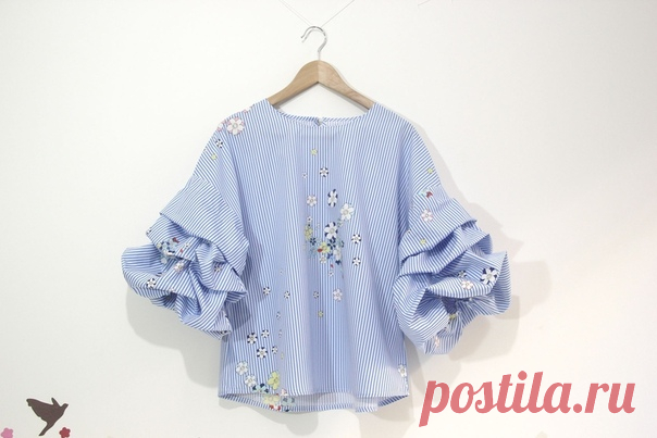 Блузка с пышным рукавом.
#Готовые_выкройки на размеры 36-44, евро