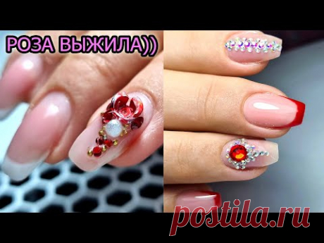 ФРЕНЧ штампом ❤ СТРАЗЫ на ногтях ❤ ЗАУЖЕННЫЙ квадрат    #innamaksimova #френчштампом