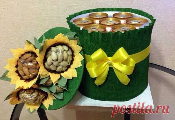 Мужской букет в шляпной коробке Модная одежда и дизайн интерьера своими руками