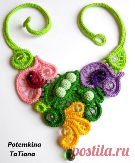 Вязаные крючком колье Потемкиной Татьяны | Татьяна Потемкина | Яндекс Дзен