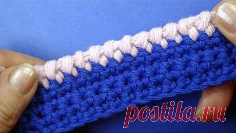 ОЧЕНЬ РЕДКИЙ СПОСОБ отделка края работы крючком