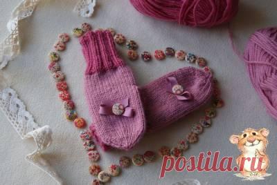 Варежки для девочки спицами МК
