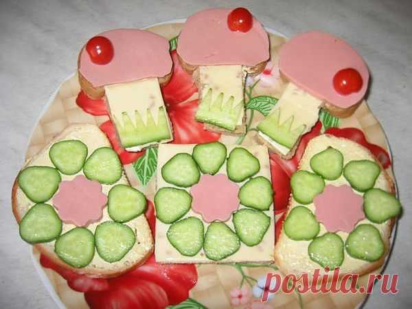Вкусные бутерброды Грибочки - Делаем бутерброды - Рецепты - Дети@Mail.Ru