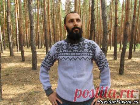Мужской свитер с жаккардовым узором спицами - запись пользователя Наталья Василенко в сообществе Вязание спицами в категории Вязание спицами для начинающих Хочу предложить Вам схему и описание вязания мужского свитера с жаккардовым узором.