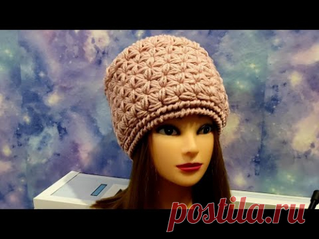 КУБАНКА узором звездочки крючком.  Кубанка, подробное видео для начинающих.