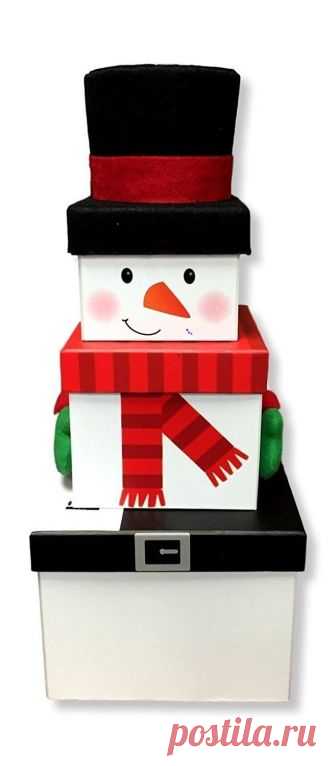 Set of 3 Novelty Stacking Xmas Gift Present Boxes Kids Snowman/Elf/Santa Claus | eBay