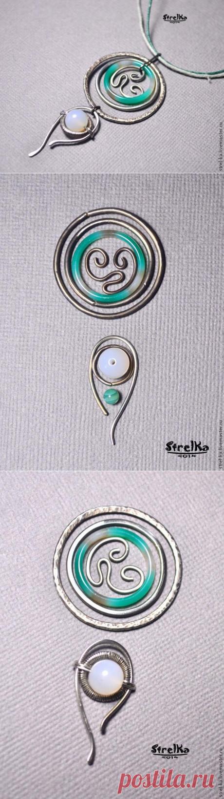 Кулон "Круги на воде": wire work | Своими руками