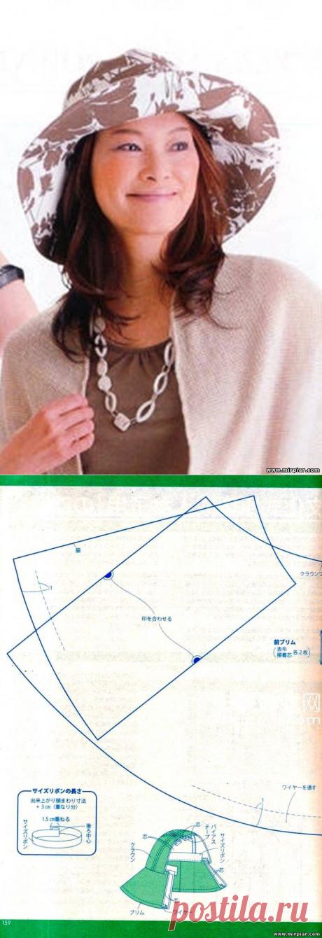 Летняя шляпа с большими полями Выкройка в натуральную величину