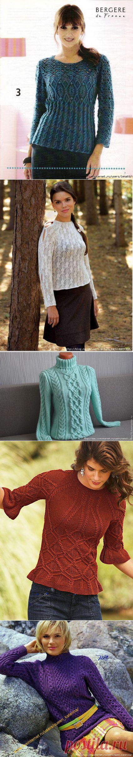 Красивые пуловеры спицами... Большая подборка