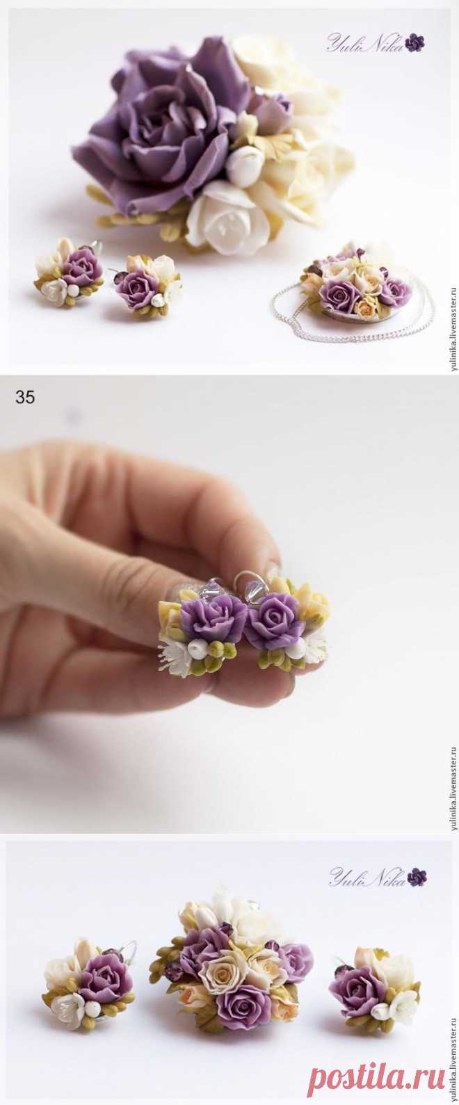 Мастер-класс: серьги с розами и фрезией из холодного фарфора - Ярмарка Мастеров - ручная работа, handmade