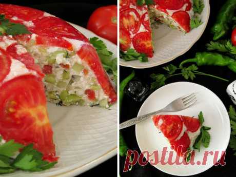 Летняя закуска из творога и овощей "Шарлотта"