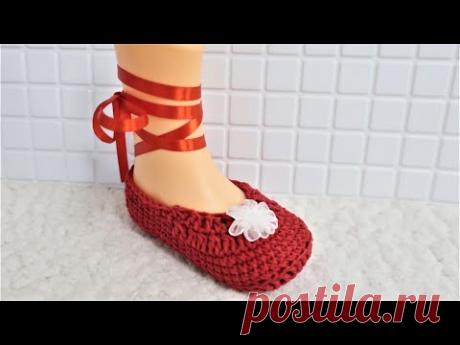 ПИНЕТКИ ( туфельки) крючком. ПРОЩЕ НЕ БЫВАЕТ!! Подробный мастер класс 2. Исправленное видео