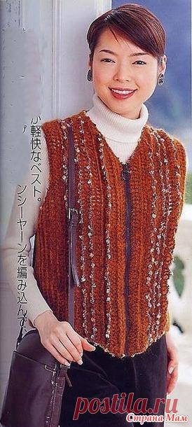 Стильный жилет на молнии связанный поперек. Крючок. - ВЯЗАНАЯ МОДА+ ДЛЯ НЕМОДЕЛЬНЫХ ДАМ - Страна Мам