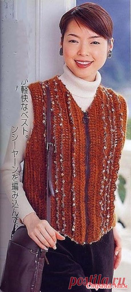 Стильный жилет на молнии связанный поперек. Крючок. - ВЯЗАНАЯ МОДА+ ДЛЯ НЕМОДЕЛЬНЫХ ДАМ - Страна Мам