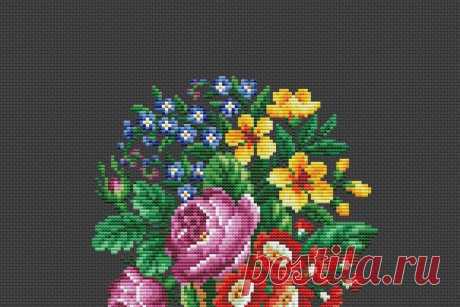 Vintage Cross Stitch Scheme Bouquet of flowers 6 (2140787) | Cross Stitch | Design Bundles