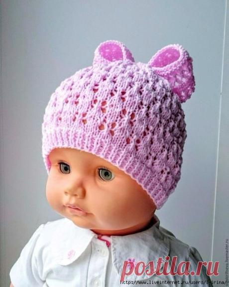 Шапочка с «Бантиком»для малышки (Вязание спицами) — Журнал Вдохновение Рукодельницы