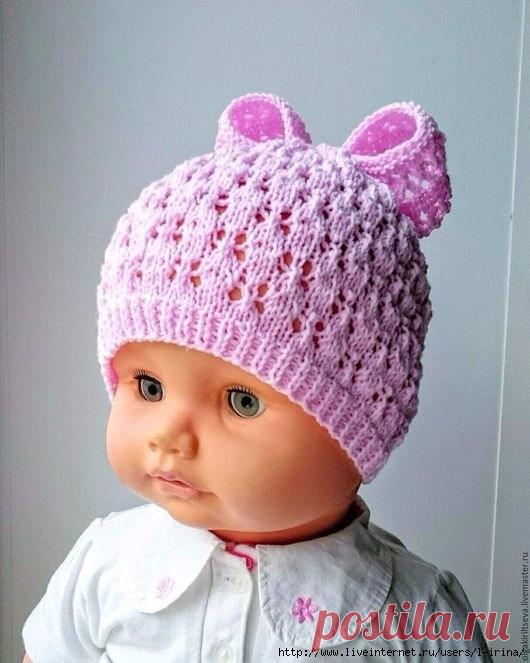 Шапочка с «Бантиком»для малышки (Вязание спицами) — Журнал Вдохновение Рукодельницы