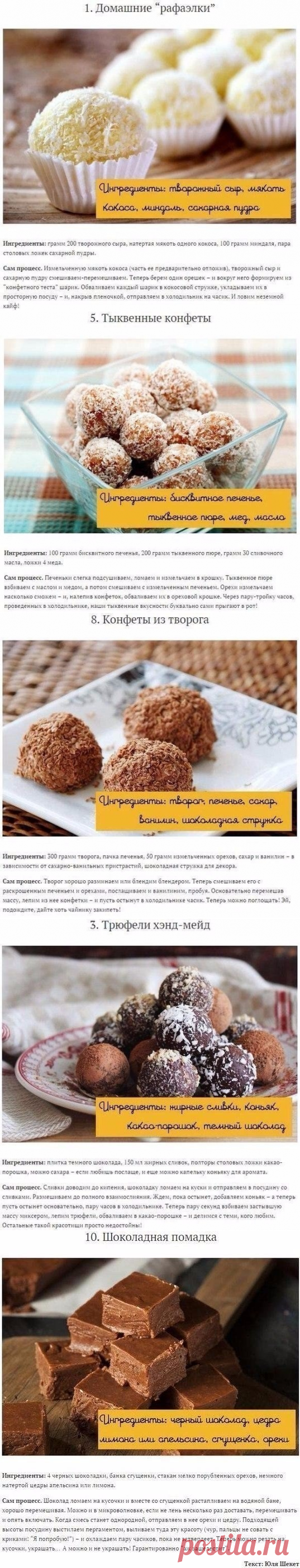 Лучшие рецепты домашних конфет.