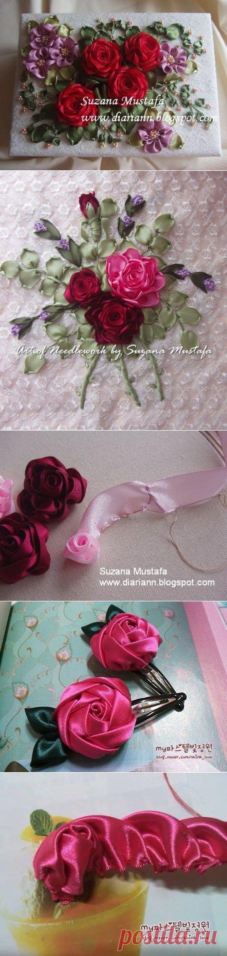 (+1) тема - Вышивка лентами. 3 мастер-класса | РУКОДЕЛИЕ